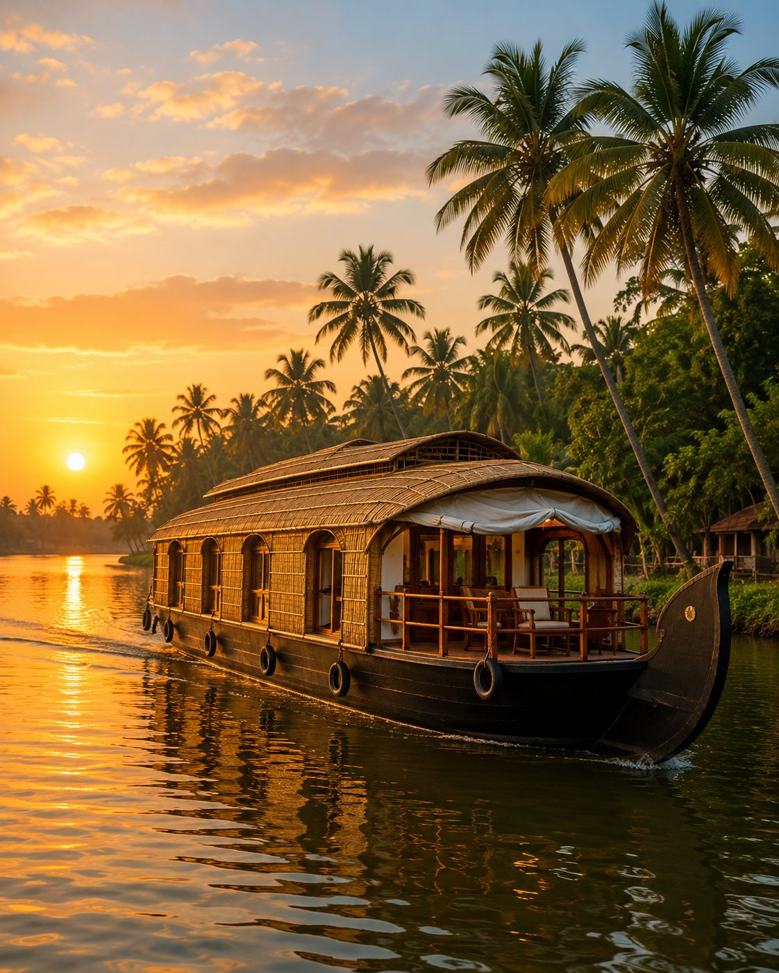 Alleppey backwaters and palms for a Kerala houseboat destination guide.