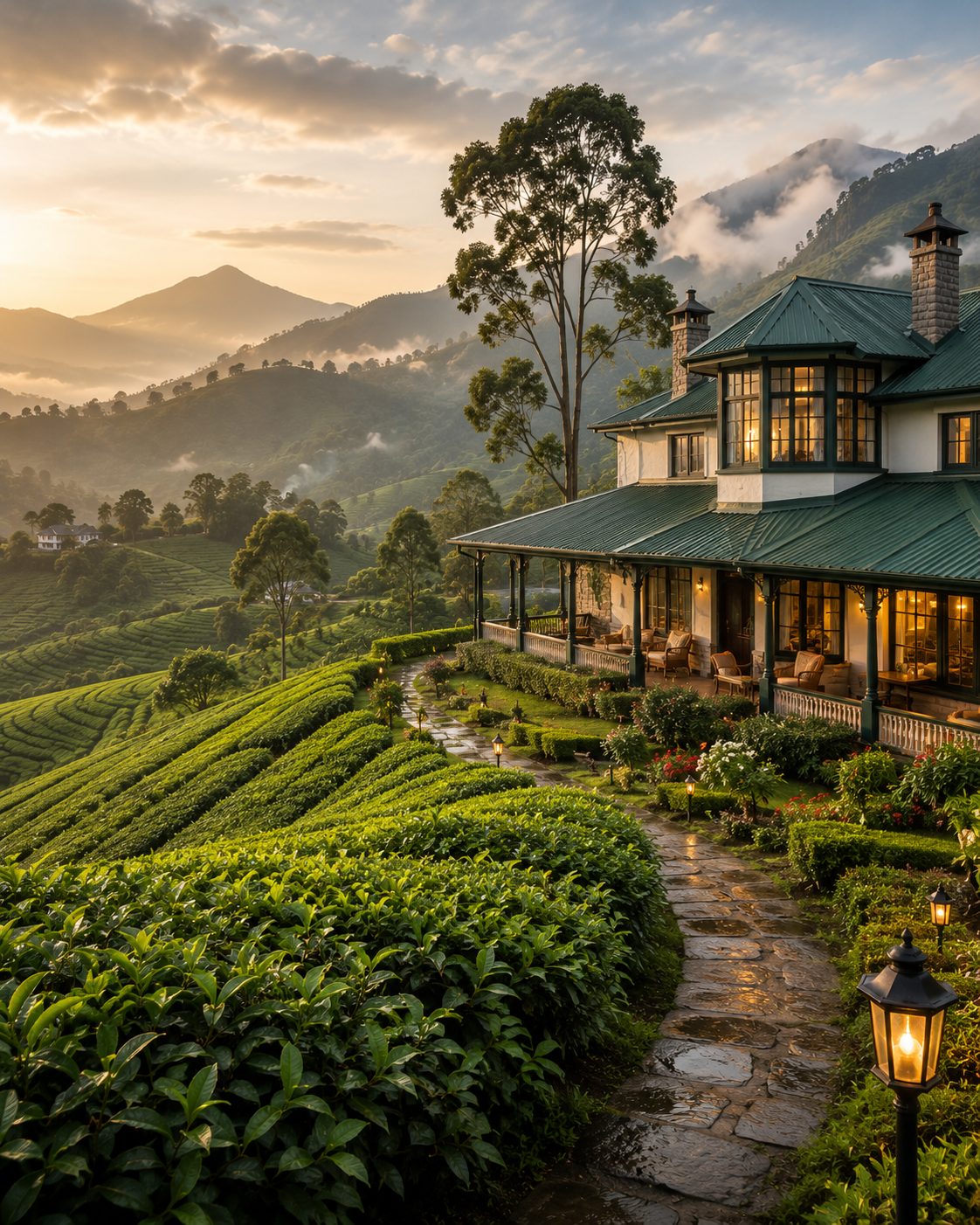 Misty tea hills in Munnar for a slow hill station escape.